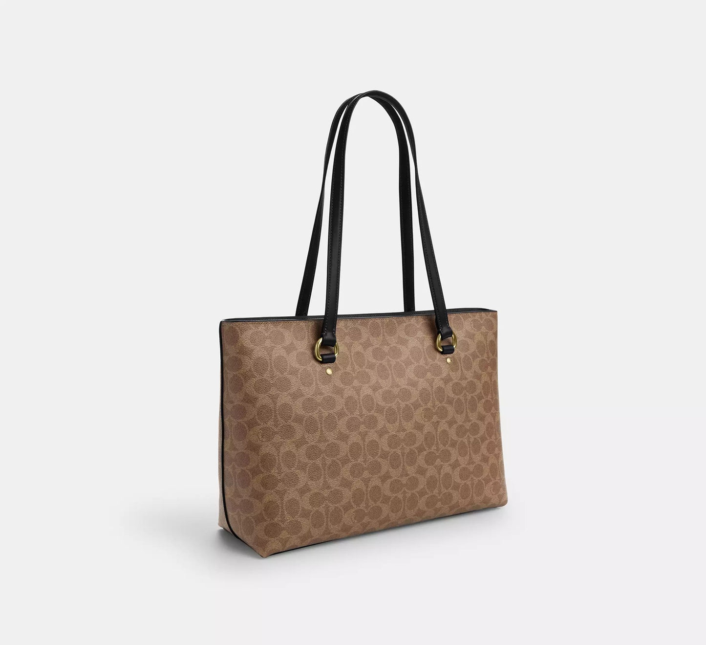 Station Tote Bag In Signature Canvas Tan Black Coach