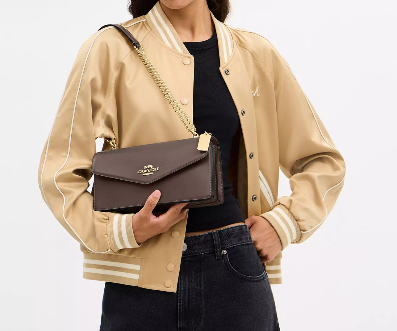 Klare Envelope Crossbody Bag Dark Stone Coach