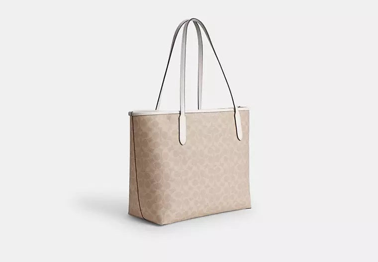 City Tote Bag In Signature Canvas Sand Chalk Coach