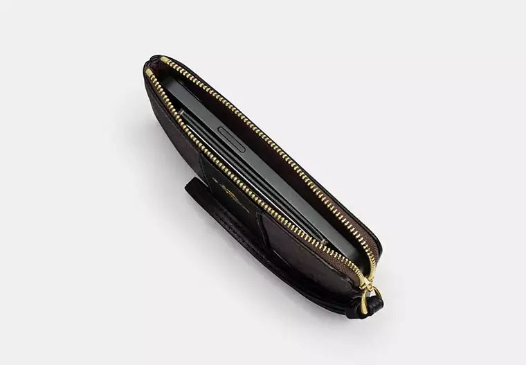 Corner Zip Wristlet Black Coach