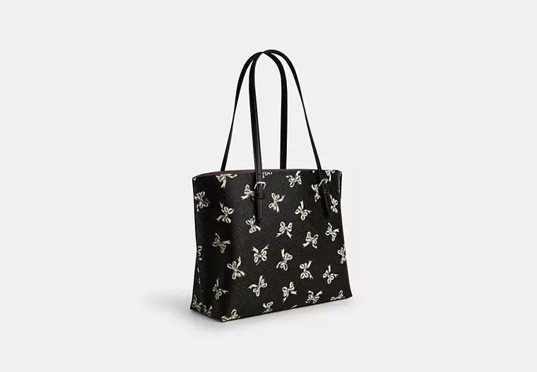 Mollie Tote Bag With Bow Print Black Coach