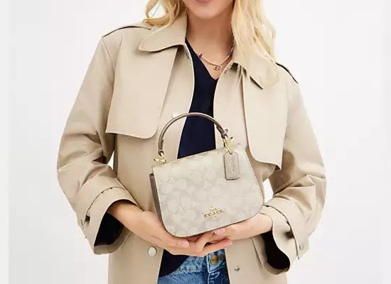 Lysa Top Handle Bag In Signature Canvas Champagne Coach