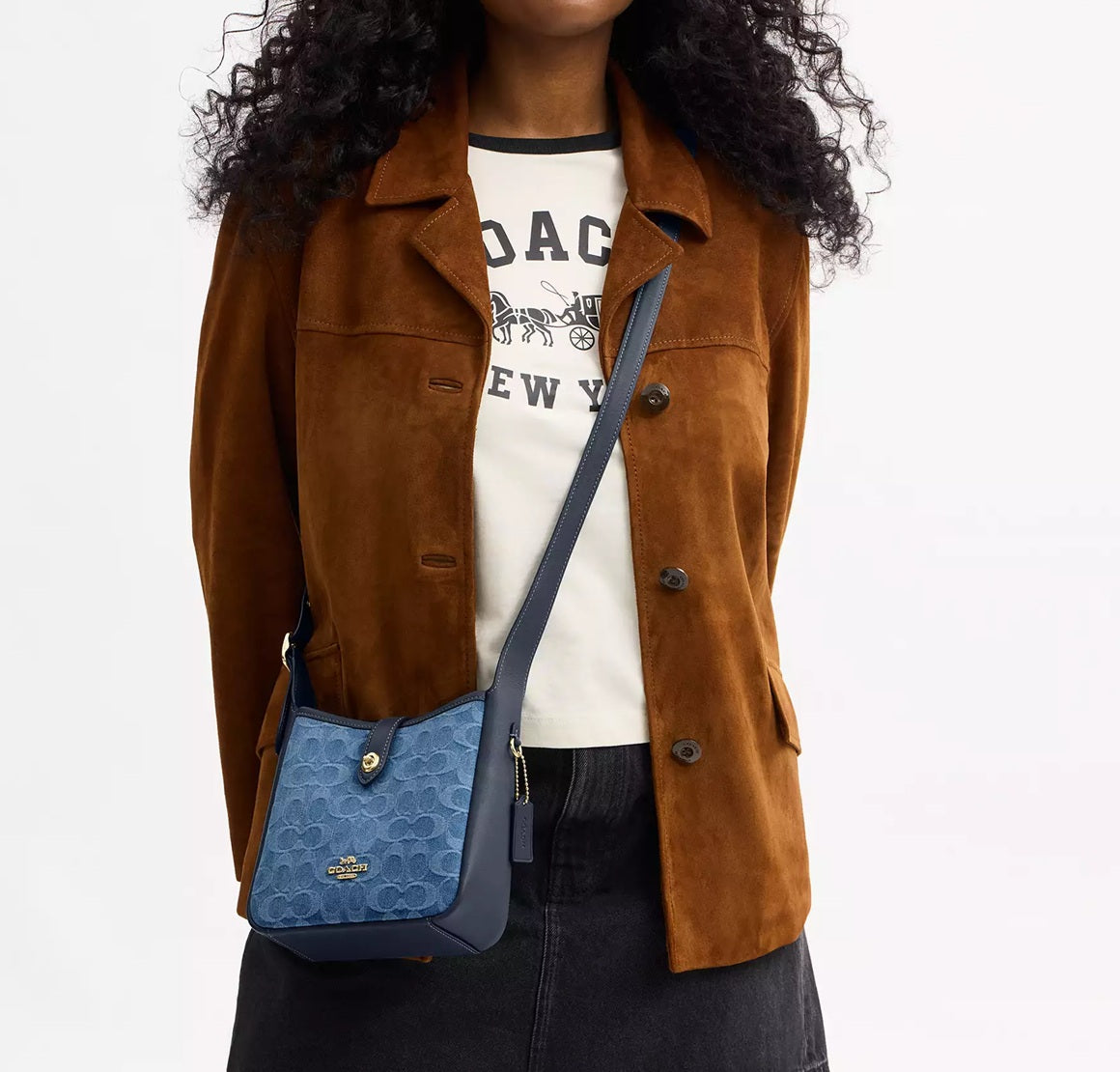 Hadley Mini Crossbody Bag In Signature Denim Indigo Coach