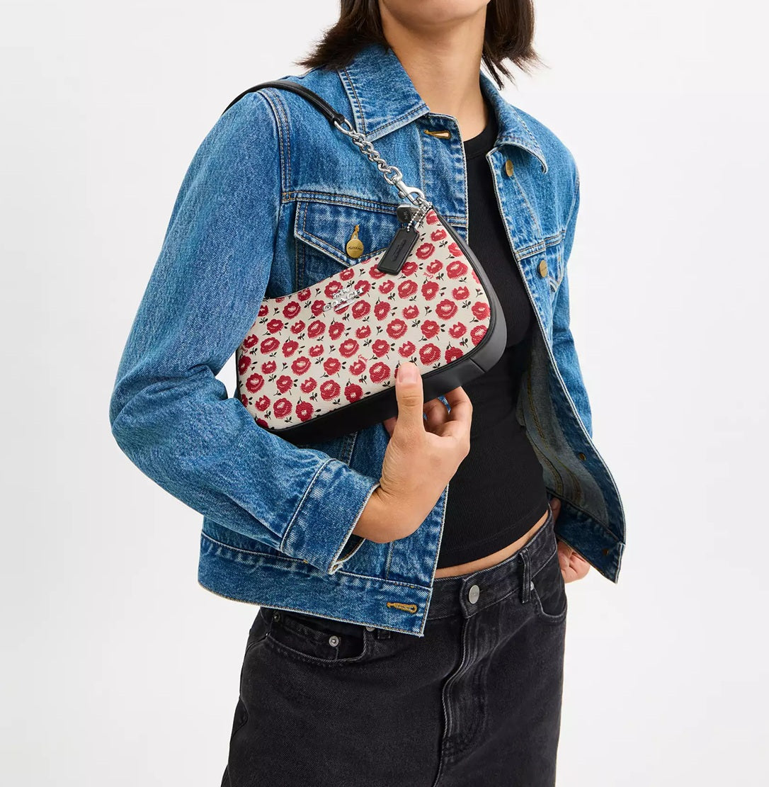 Teri Shoulder Bag With Floral Print Chalk Black Multi Coach