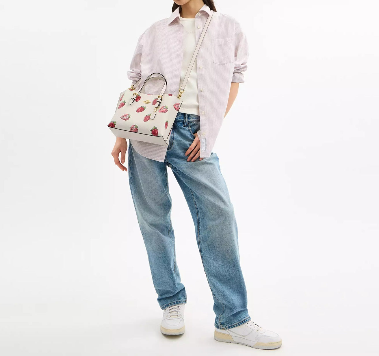 Mollie Tote Bag 25 With Strawberry Print Bag Chalk Multi Coach