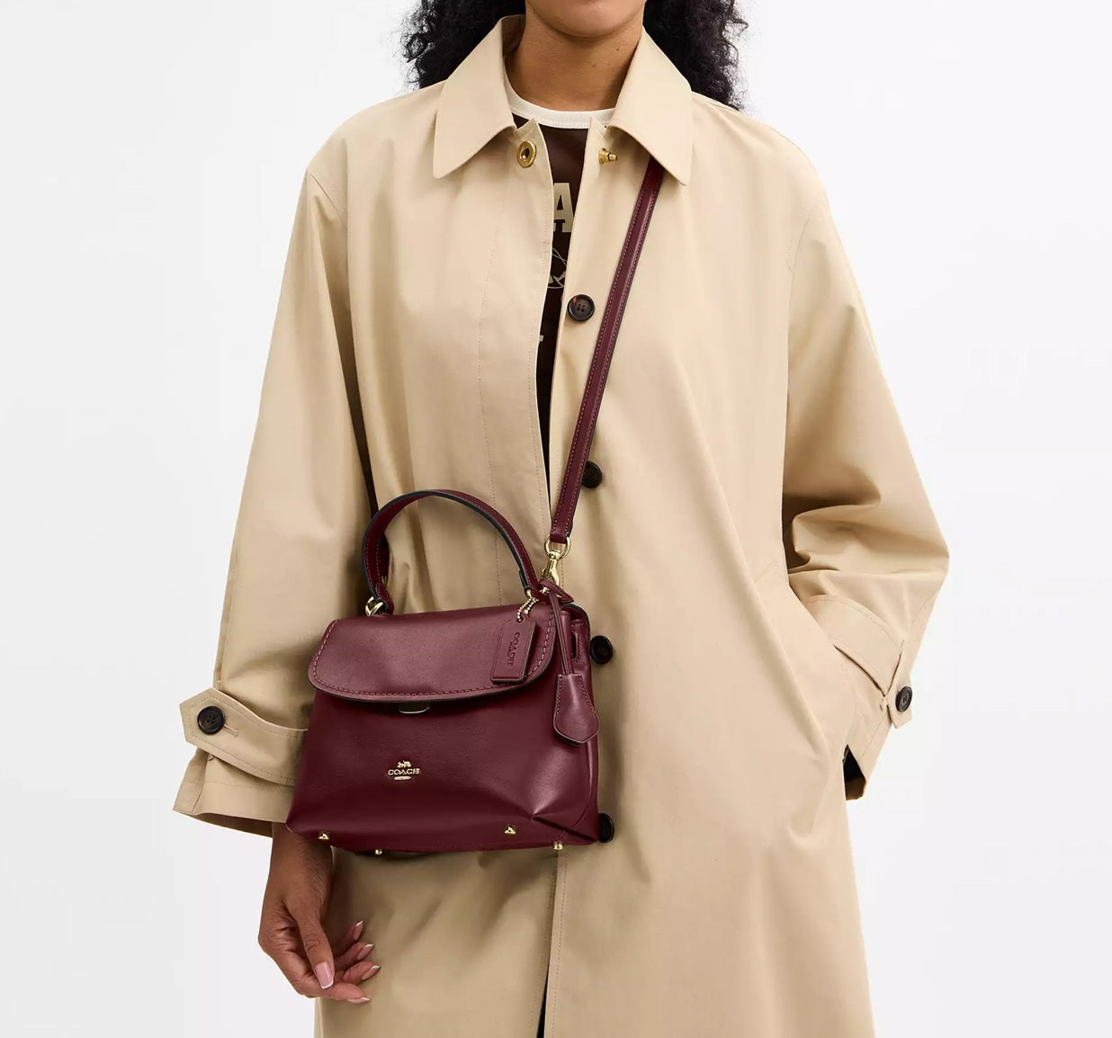 Emory Top Handle Bag Maroon Coach