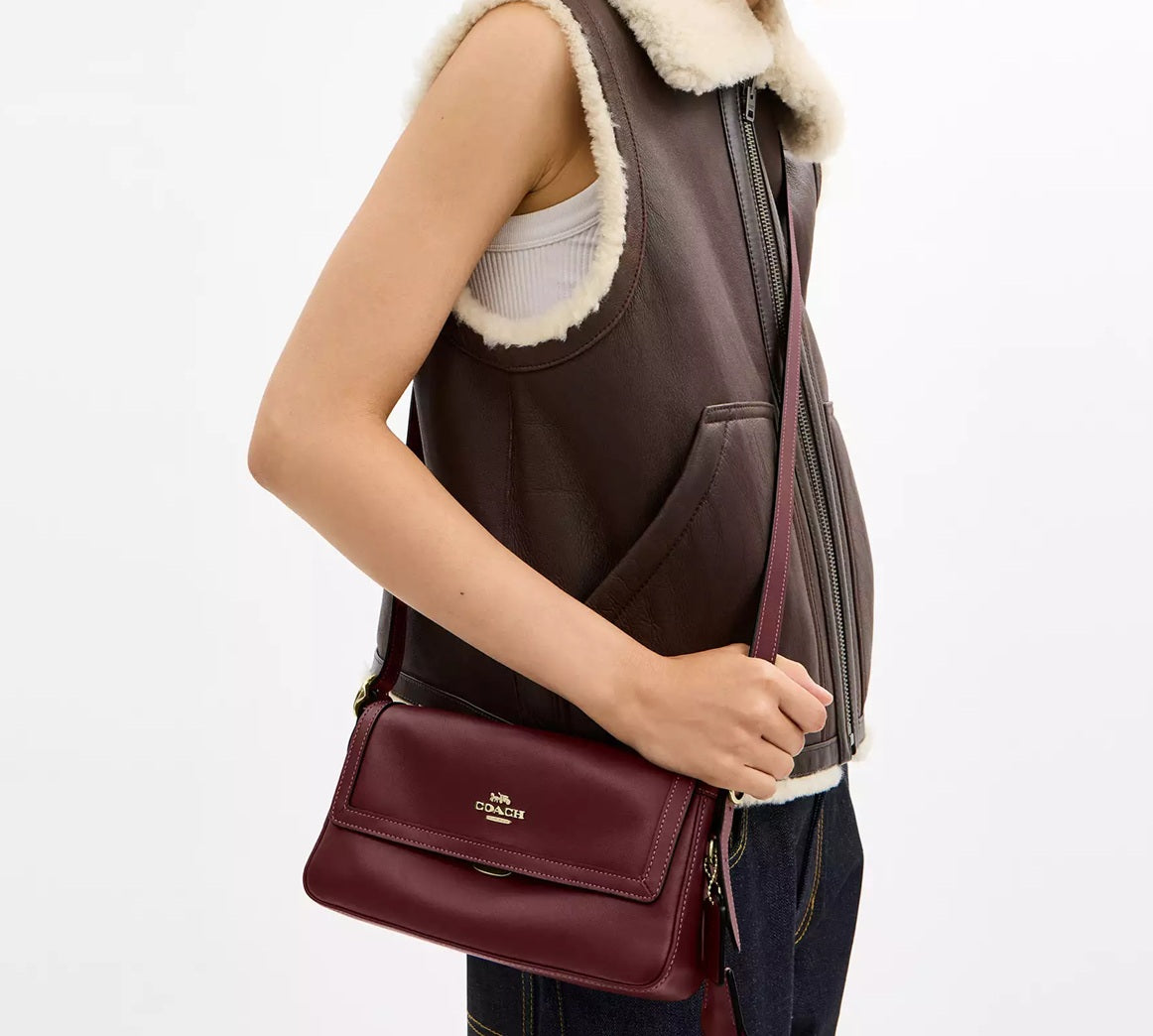Etta Small Flap Shoulder Bag Maroon Coach