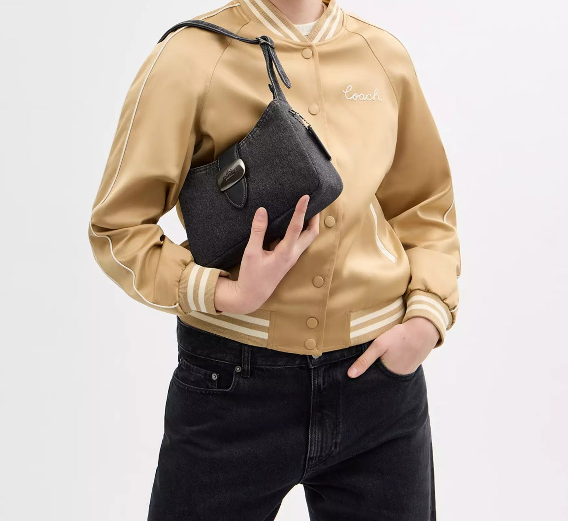 Eliza Shoulder Bag In Signature Denim Washed Grey Coach