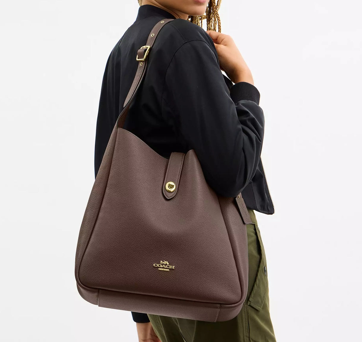 Hadley Large Shoulder Bag Dark Stone Coach