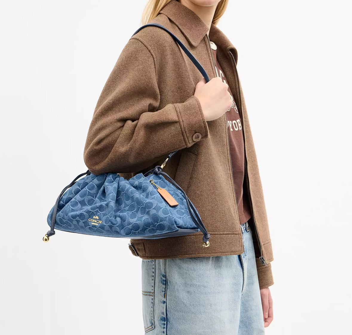 Faye Large Shoulder Bag In Signature Denim Indigo Coach