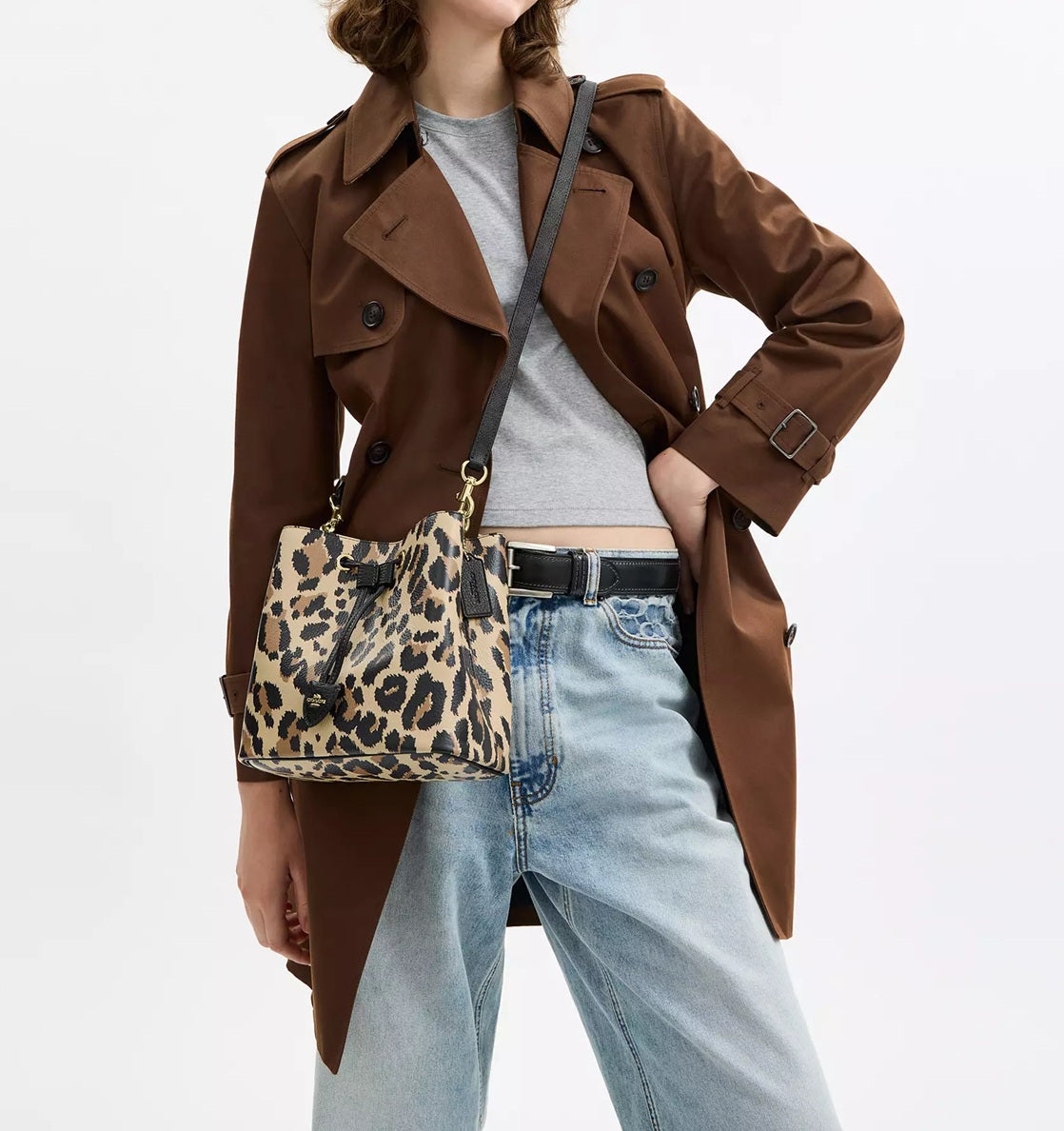 Rowan Bucket Bag With Leopard Print Multi Coach