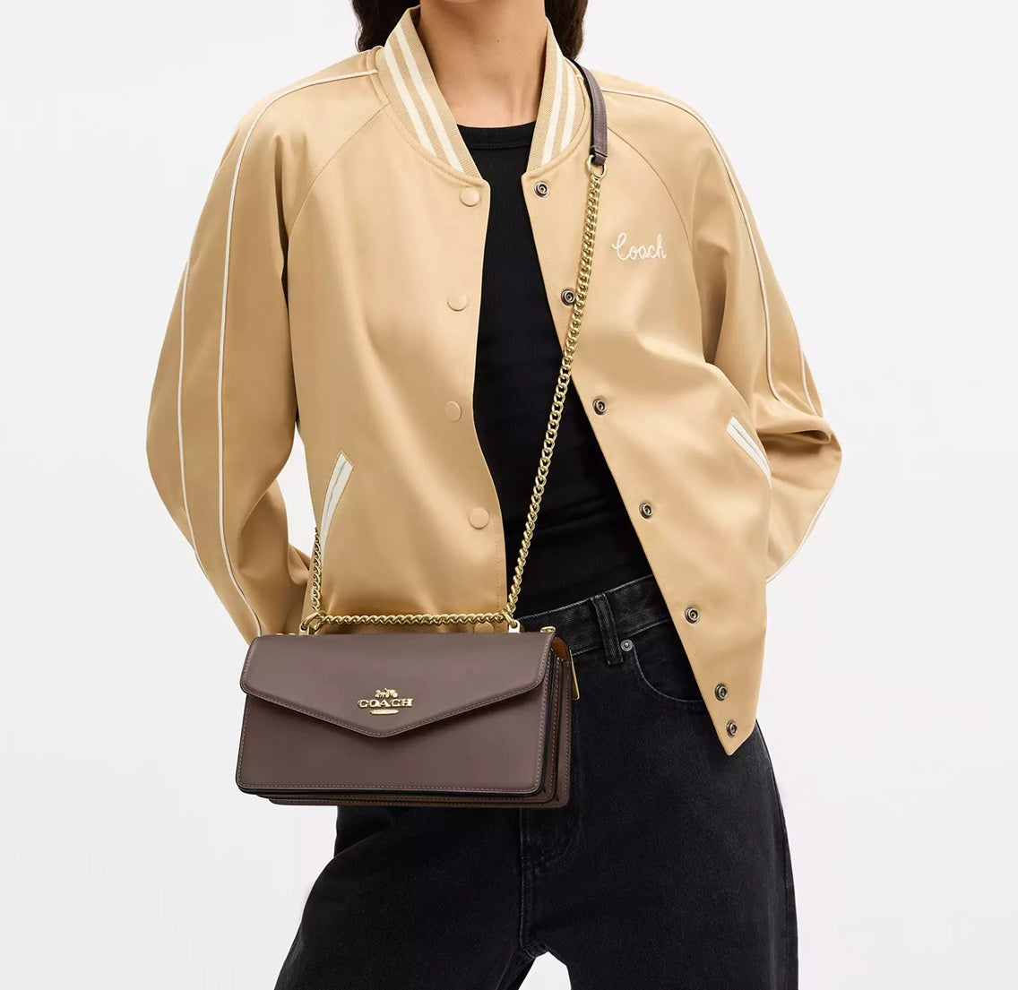 Klare Envelope Crossbody Bag Dark Stone Coach