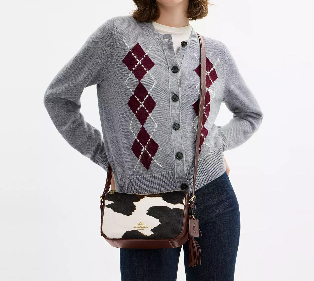 Kailey Shoulder Bag With Cow Print And Tassel Coach