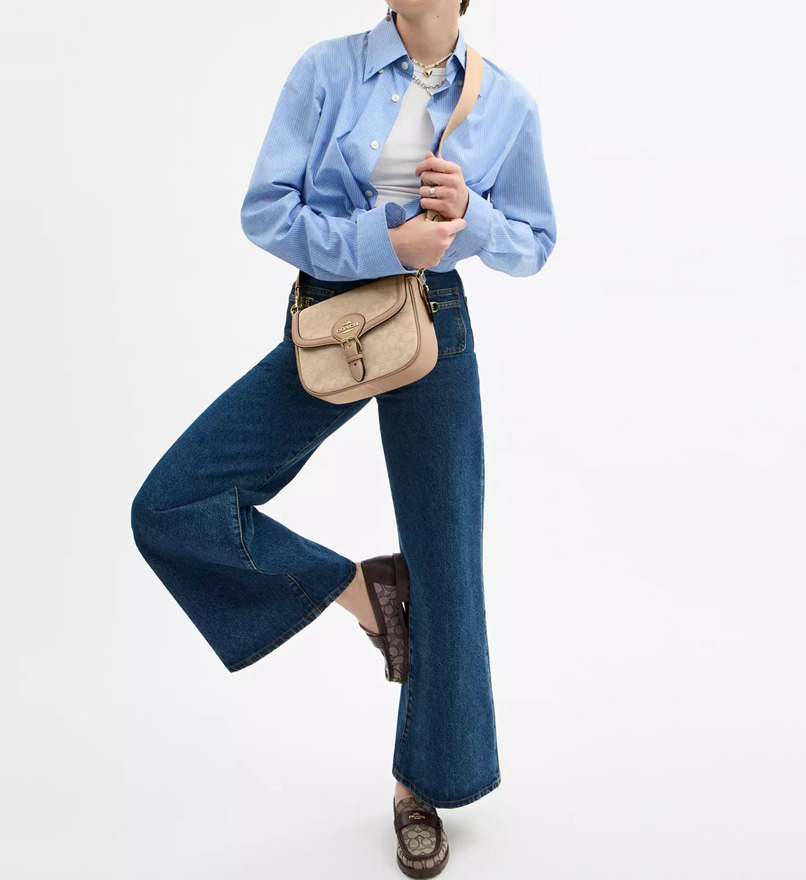 Amelia Saddle Bag With Signature Canvas Dark Natural Multi Coach
