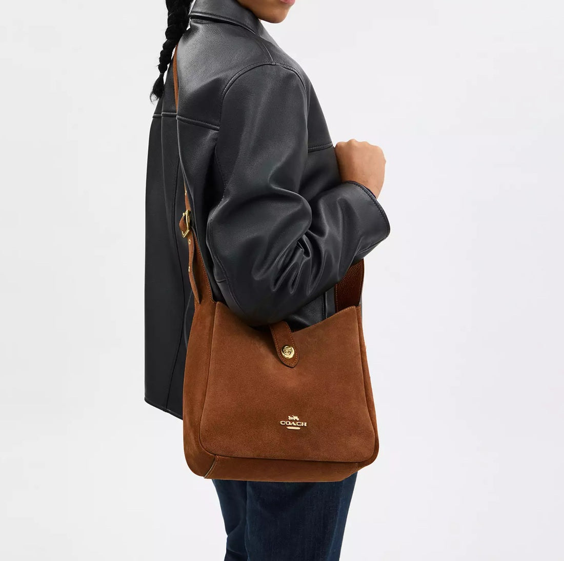 Hadley Convertible Crossbody Bag Suede Sienna Coach