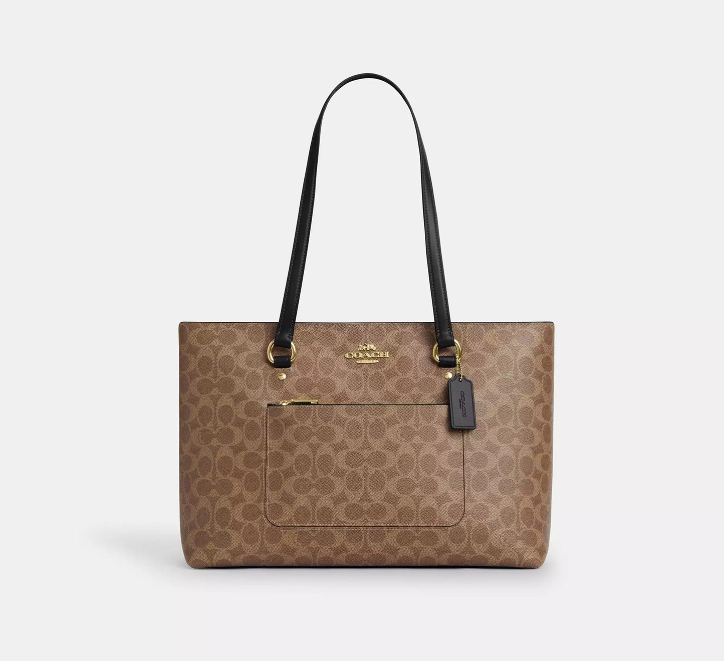 Station Tote Bag In Signature Canvas Tan Black Coach