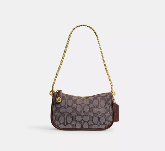 Swinger Bag 20 In Signature Jacquard Oak Maple Coach