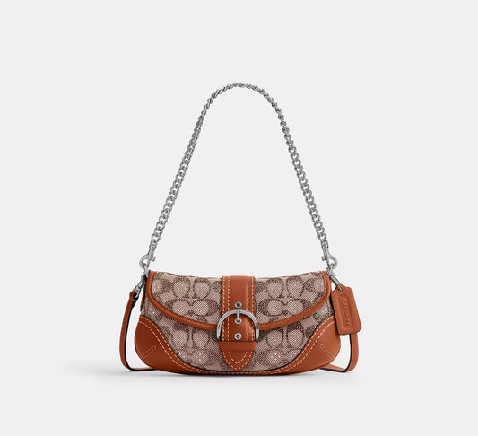Soho Bag 25 In Crystal Signature Jacquard Burnished Amber Coach