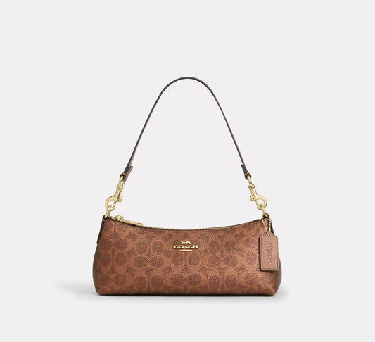 Charlotte Shoulder Bag In Signature Canvas Copper Coach