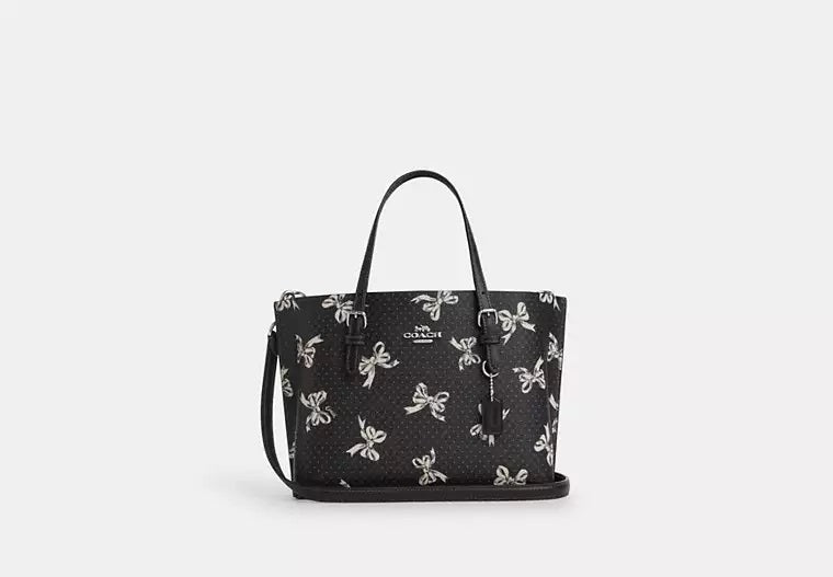 Mollie Tote Bag 25 With Bow Print Black Coach