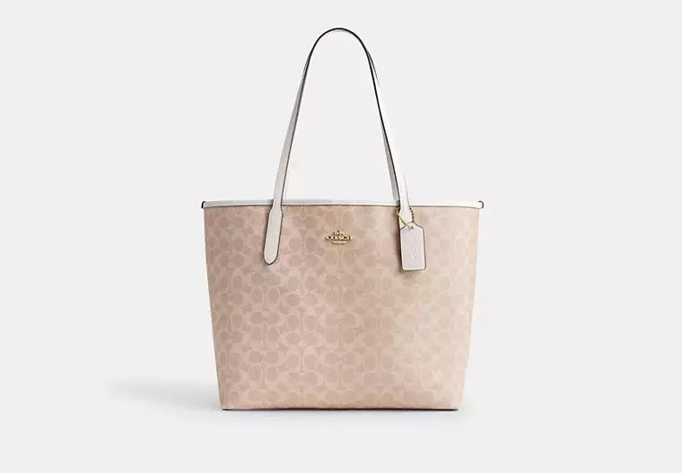 City Tote Bag In Signature Canvas Sand Chalk Coach