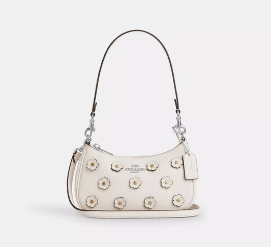 Teri Mini Crossbody Bag With Floral Applique Chalk Coach