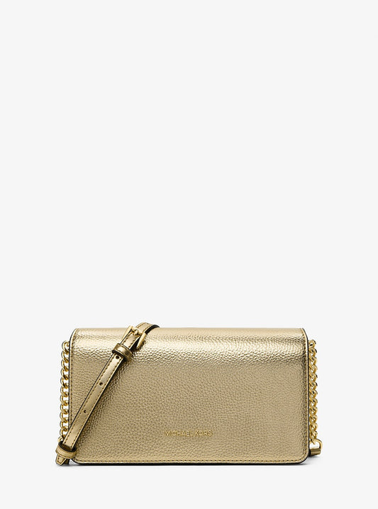 Jet Set Travel Medium Metallic Crossbody Bag Pale Gold Michael Kors