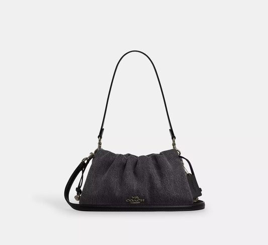 Faye Shoulder Bag Denim Washed Grey Coach