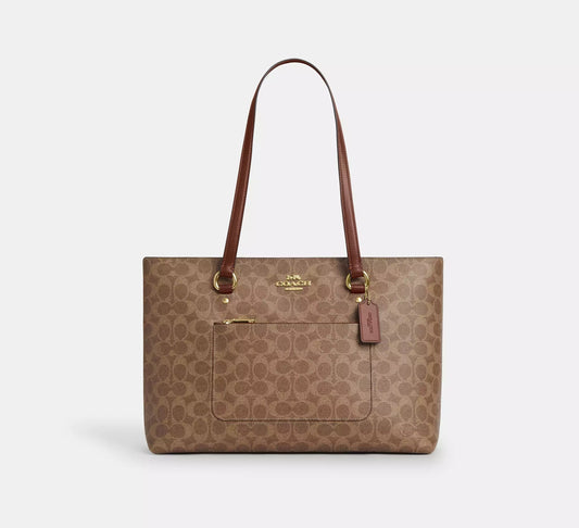 Station Tote Bag In Signature Canvas Tan Brown Coach