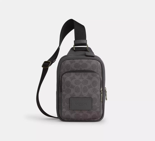Racer Sling Pack In Signature Canvas Bag Grey Charcoal Coach