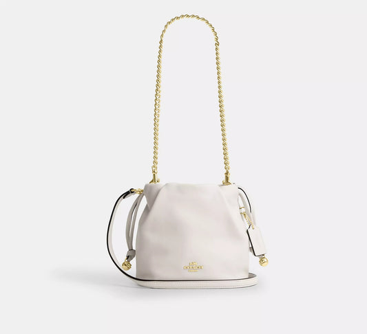 Faye Mini Drawstring Bag With Ruching Chalk Coach