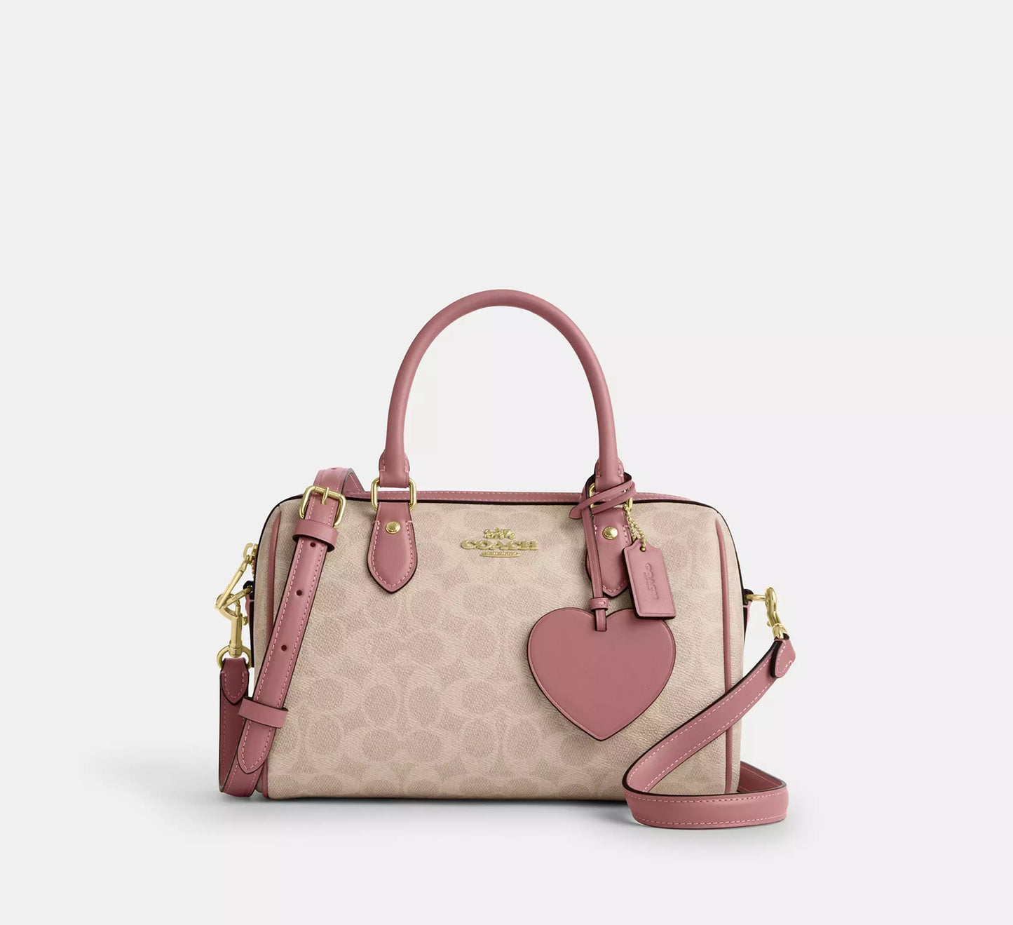 Rowan Satchel Bag In Signature Canvas With Heart Charm Coach