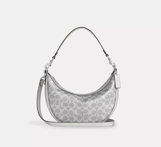 Aria Shoulder Bag In Signature Canvas Silver Coach
