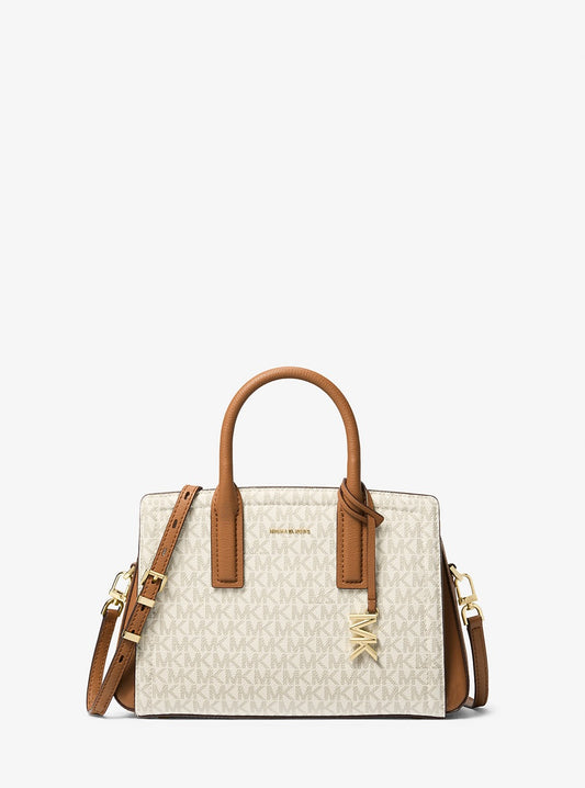 Laila Small Signature Logo Satchel Vanilla Michael Kors