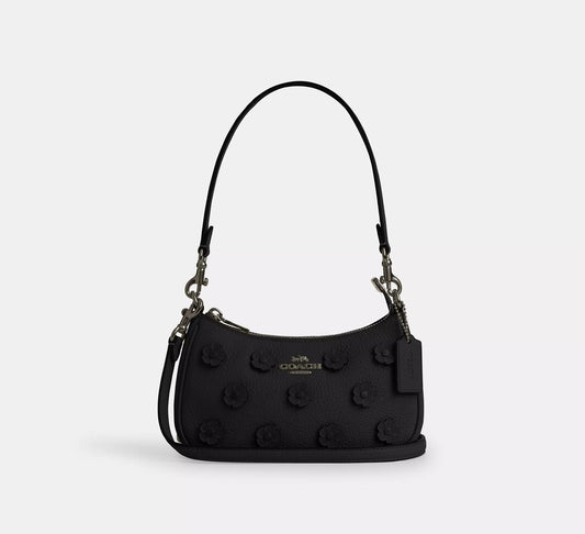 Teri Mini Crossbody Bag With Floral Applique Black Coach