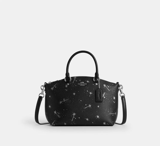 Sadie Satchel Bag With Star Print Silver Coach
