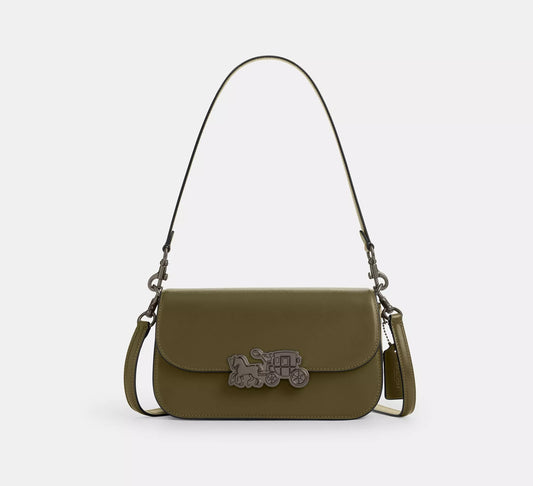 Harper Shoulder Bag Gunmetal Olive Coach