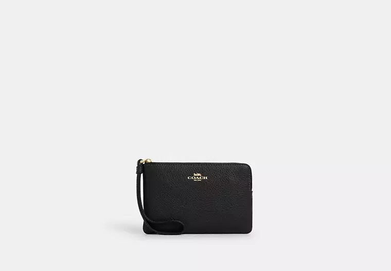 Corner Zip Wristlet Black Coach