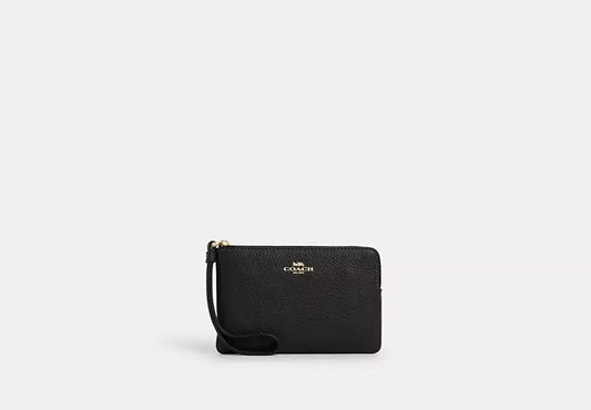 Corner Zip Wristlet Black Coach