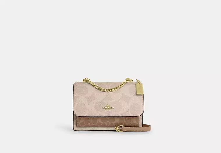 Klare Crossbody Bag In Blocked Signature Canvas Sand Tan Coach