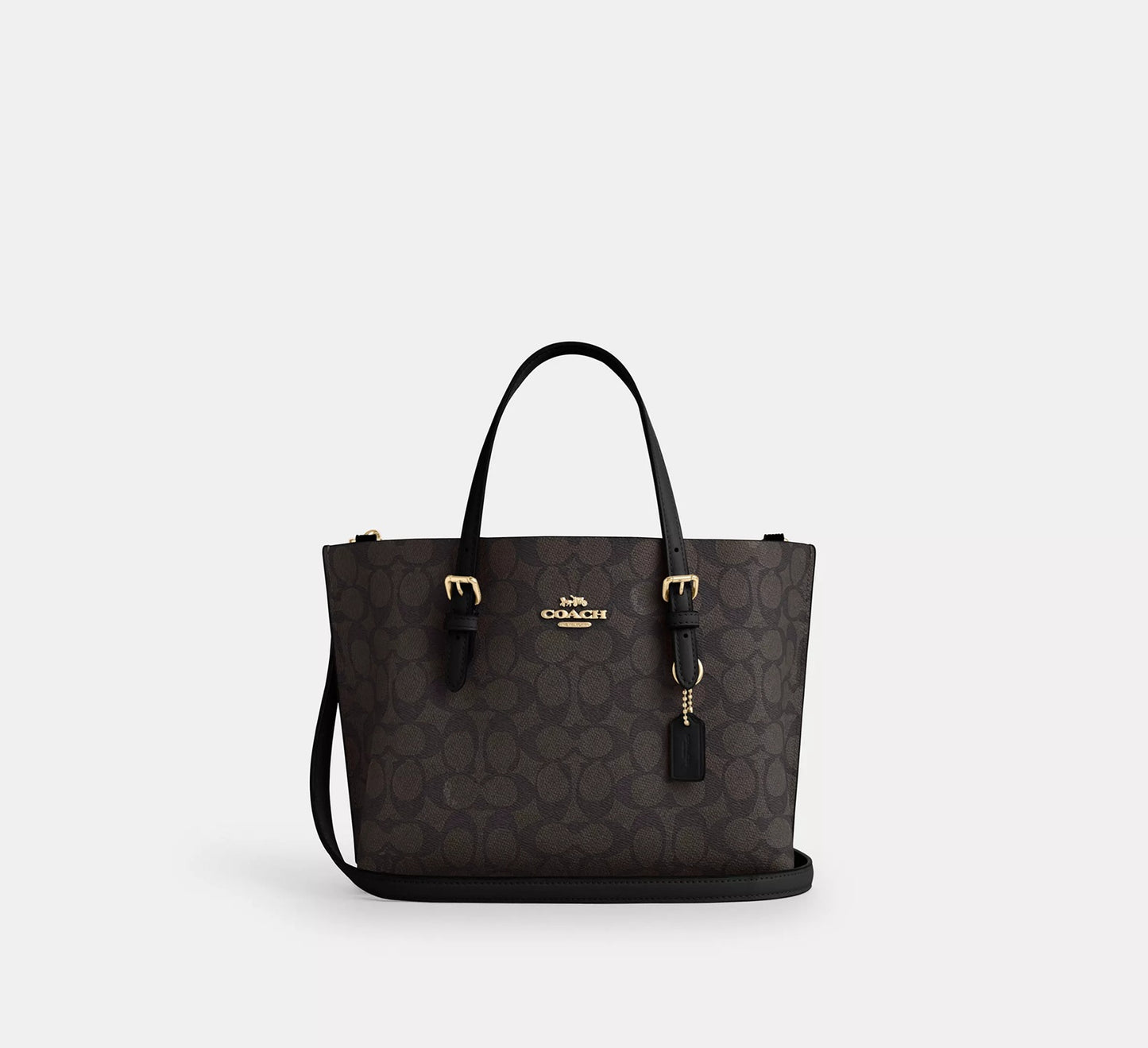 Mollie Tote Bag 25 In Signature Canvas Walnut Black Coach