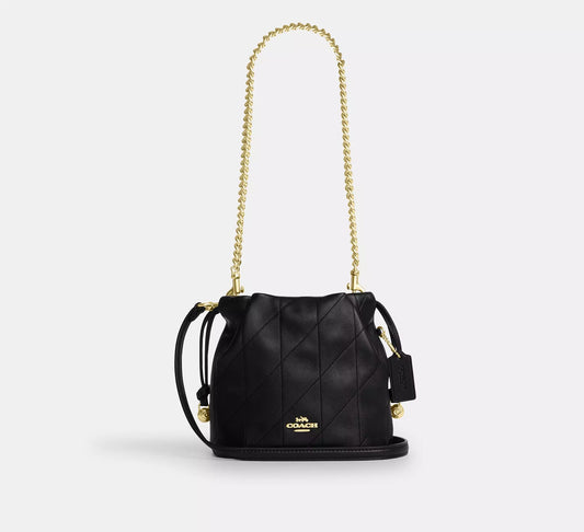 Faye Mini Drawstring Bag With Quilting Black Coach