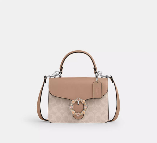 Courtney Top Handle Bag In Signature Canvas Silver Coach