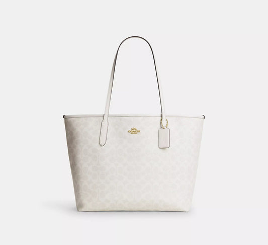 City Tote Bag In Signature Canvas Chalk Coach