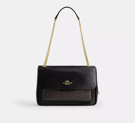 Elodie Crossbody Bag In Signature Canvas Walnut Black Coach