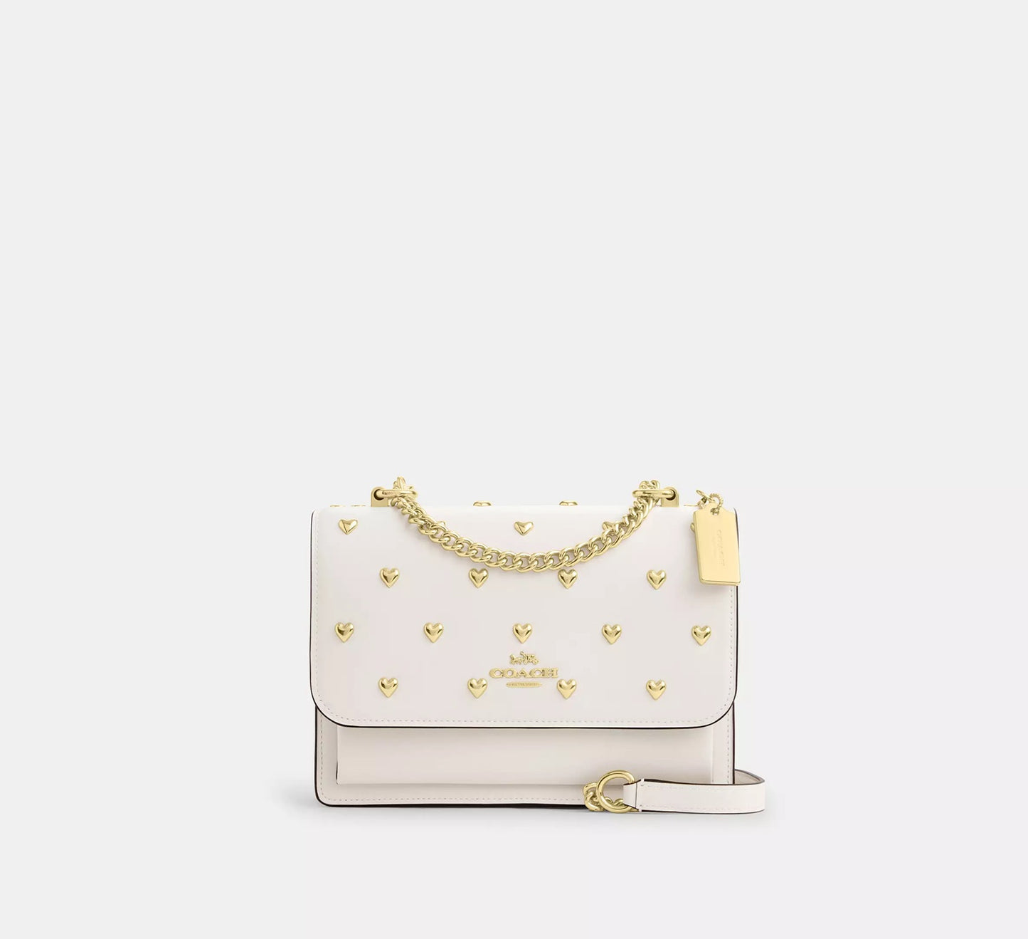 Klare Crossbody Bag With Heart Rivets Gold Chalk Coach