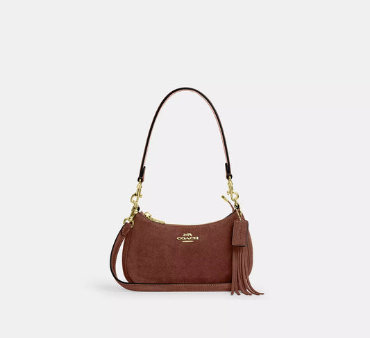 Teri Mini Crossbody Bag Suede Vintage Brown Coach
