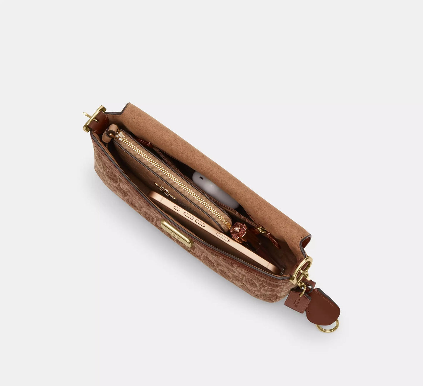Etta Small Flap Shoulder Bag In Signature Chenille Vintage Brown Coach