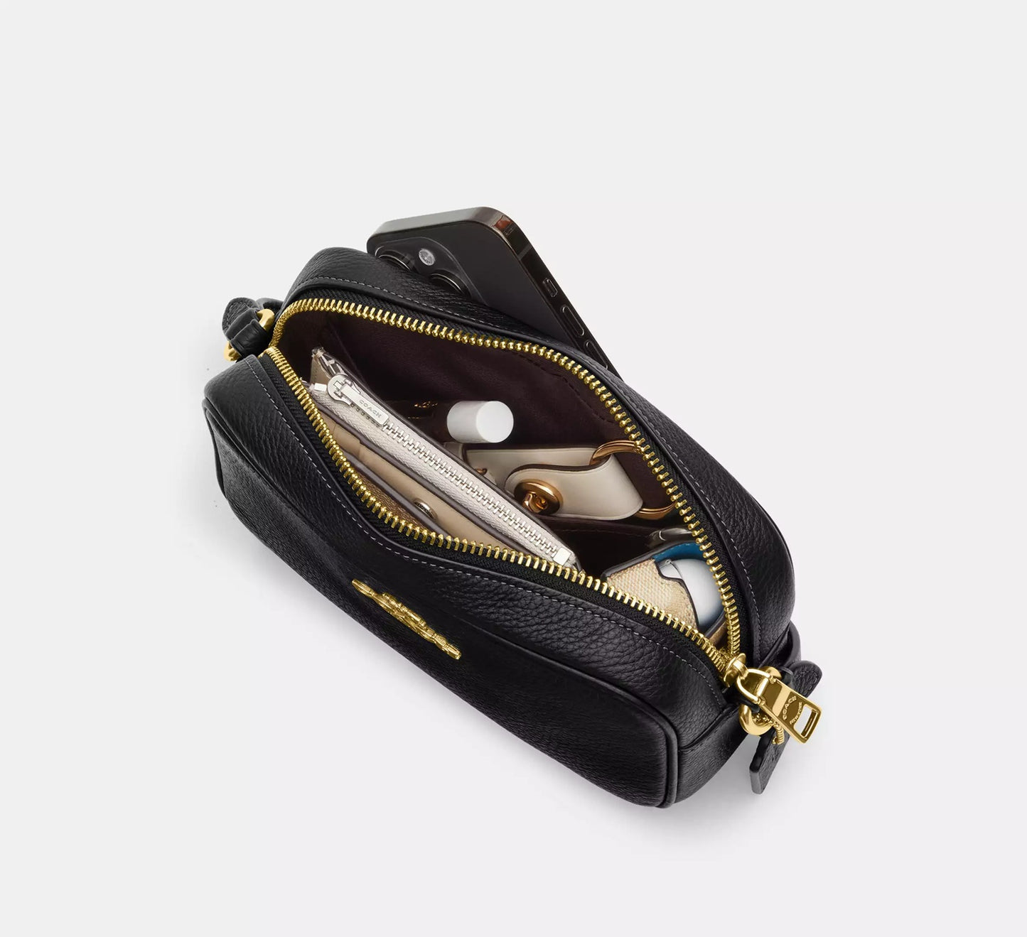 Mini Jamie Camera Bag In Signature Canvas Walnut Black Coach