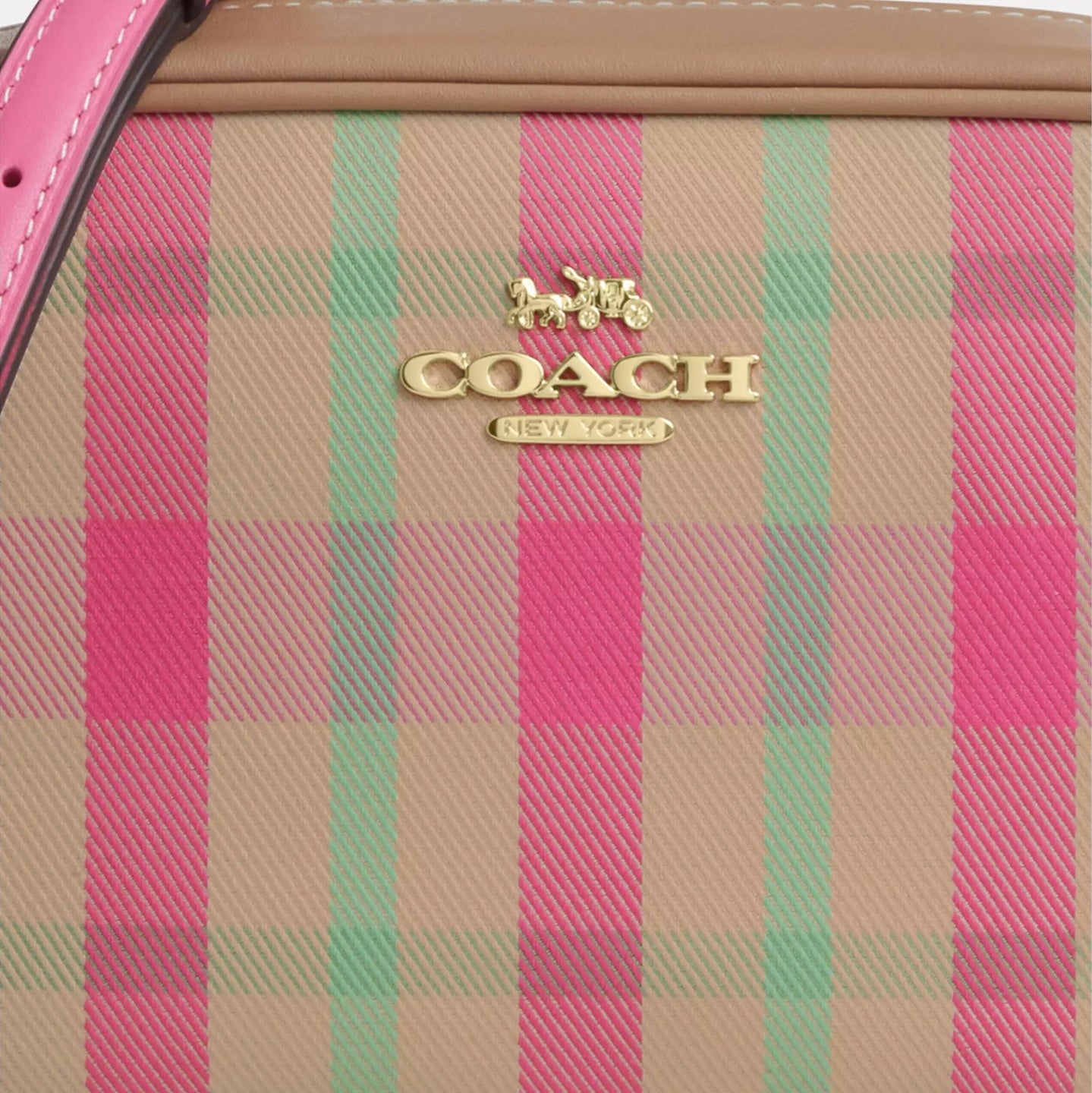 Mini Jamie Camera Bag With Plaid Print Pink Multi Coach